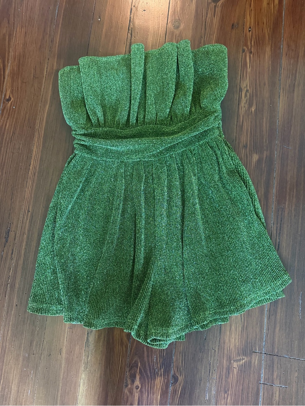 PrettyLittleThing Green Strapless Romper